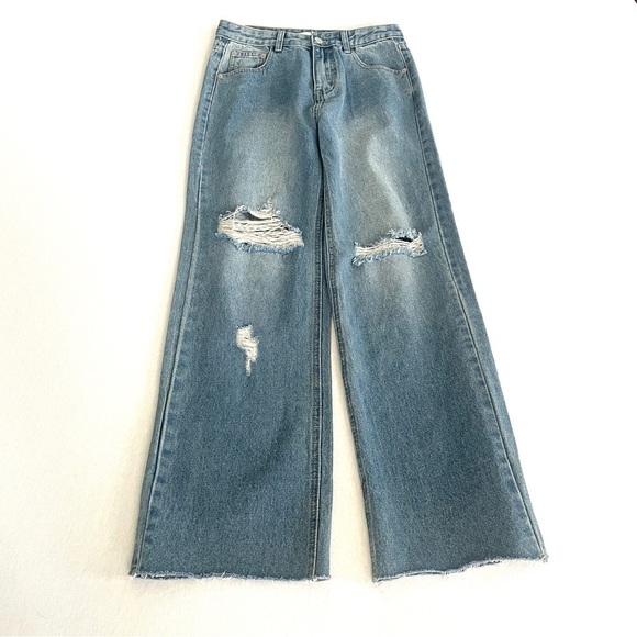 Oak + Fort distressed straight leg jeans - Picture 3 of 9
